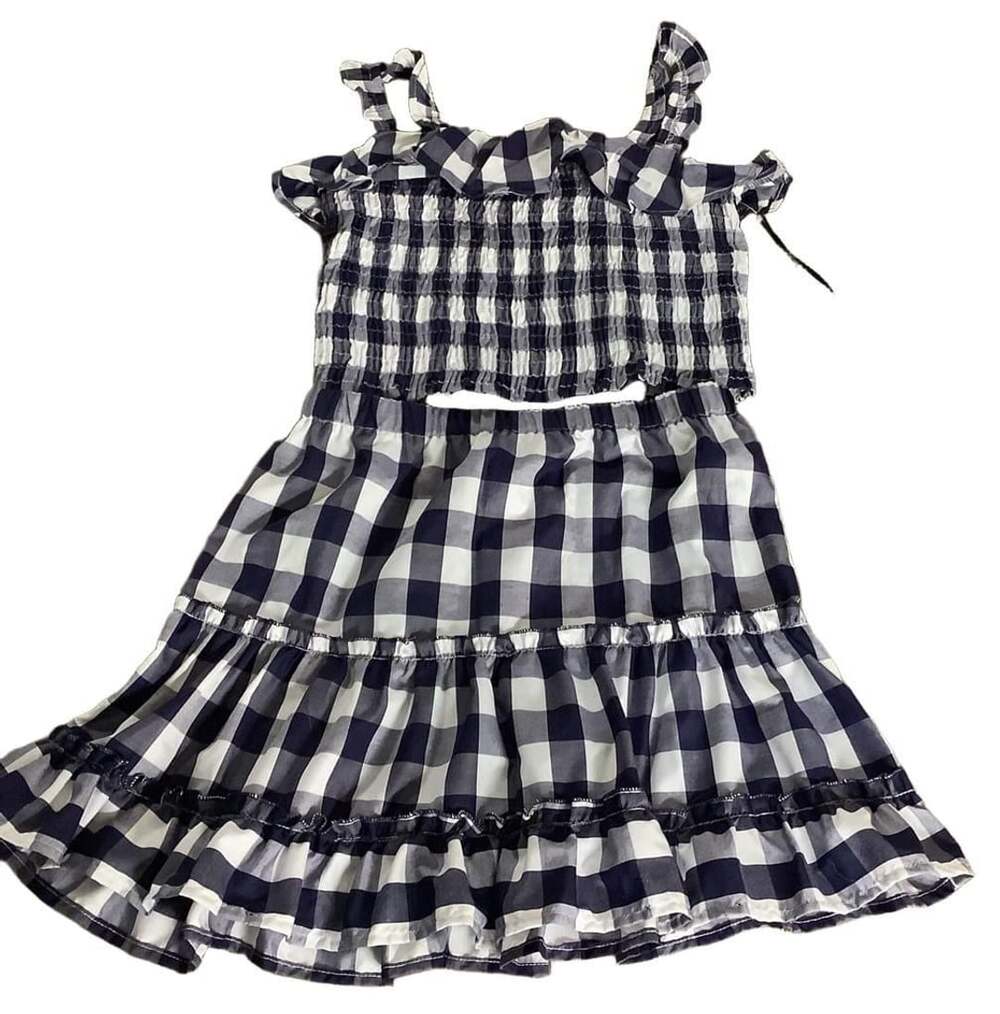Love Squared Girls Size 12 Navy Gingham Two-Piece Set